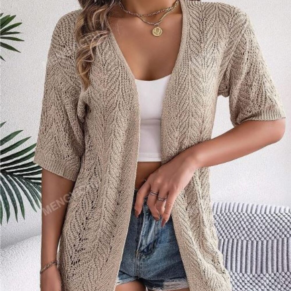 Beautiful Knitted Cardigan, Summer Short Sleeve